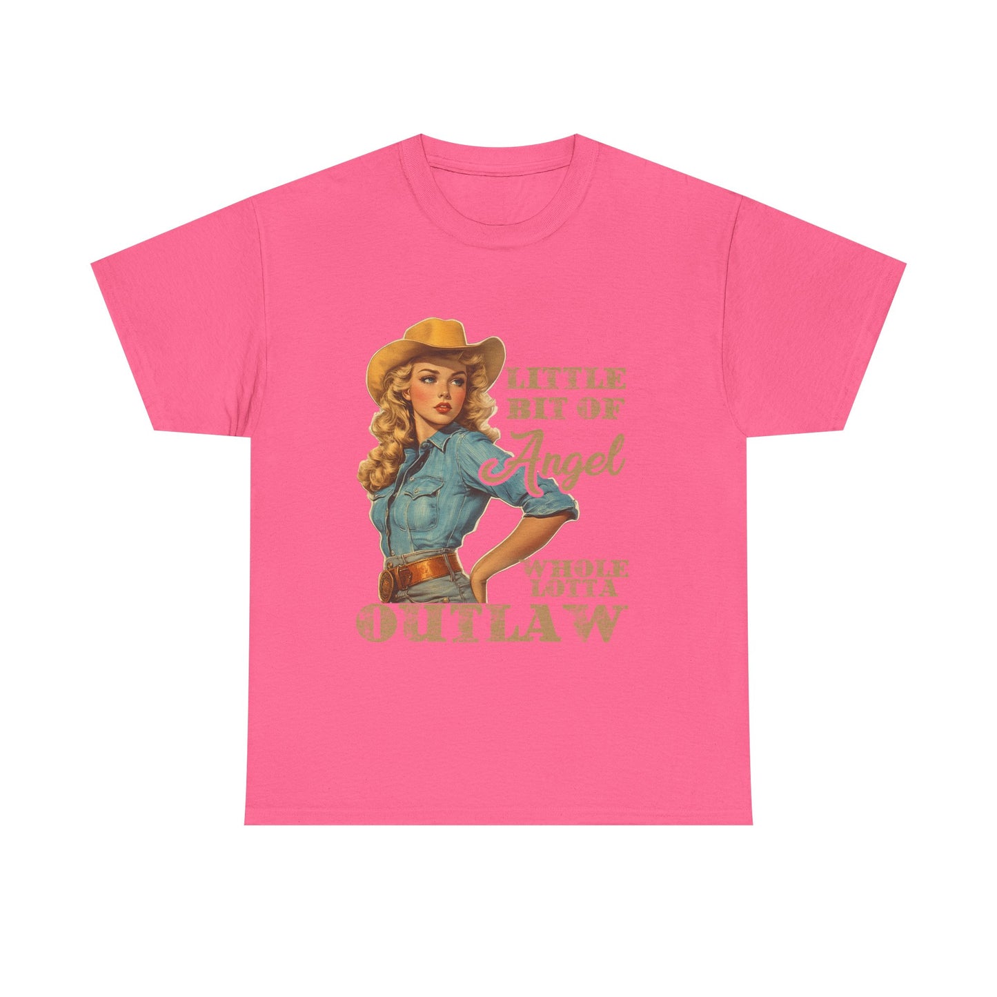 Vintage Western Unisex Tee - Little Bit of Angel Whole Lotta Outlaw Design