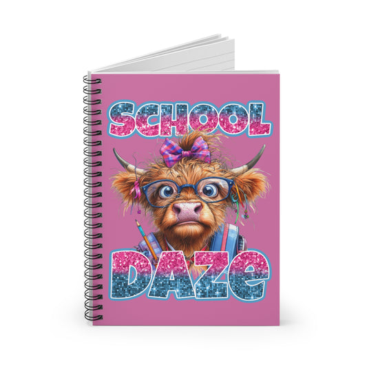 Cute Cow Spiral Notebook - School Daze, Funny Back-to-School Journal, Artist Notepad, Study Planner, Gift for Students, Cow Lover Supplies