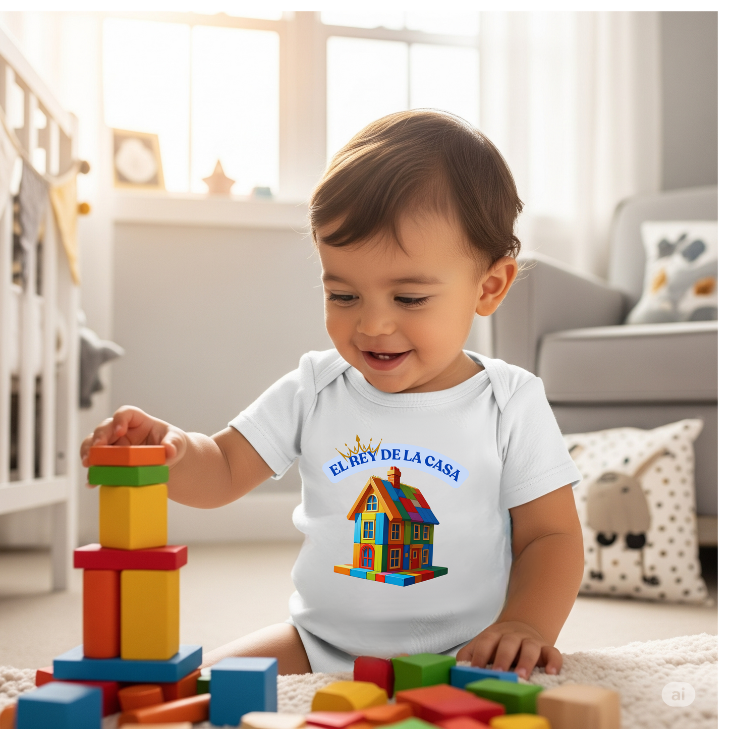 Whimsical Infant Bodysuit - El Rey de la Casa, Baby Shower Gift, Newborn Outfit, Cute Baby Clothes, Toddler Gift, Unique Baby Wear