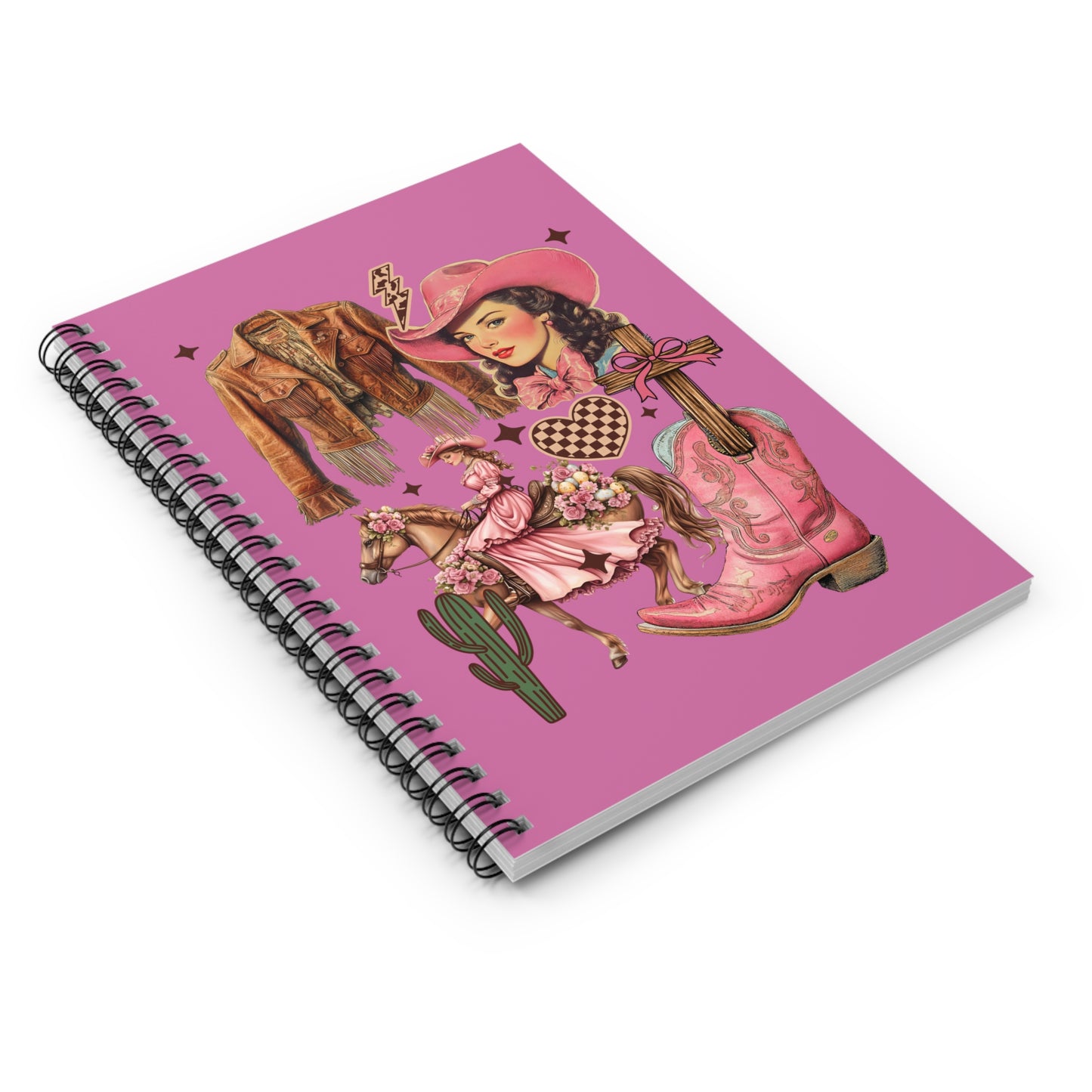 Western-Themed Spiral Notebook - Cute Cowgirl Design for Note Taking, School, Journaling, Gifts, Western Decor