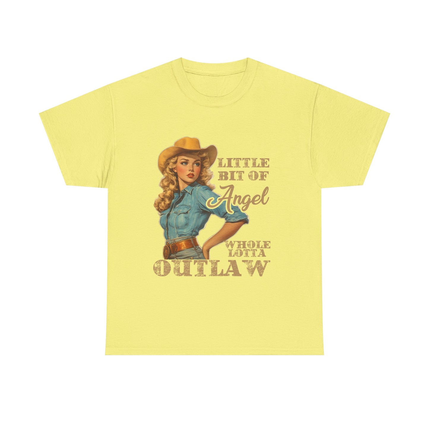 Vintage Western Unisex Tee - Little Bit of Angel Whole Lotta Outlaw Design