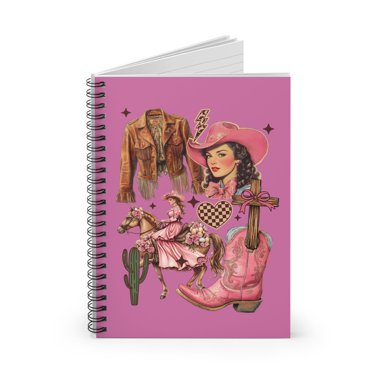 Western-Themed Spiral Notebook - Cute Cowgirl Design for Note Taking, School, Journaling, Gifts, Western Decor
