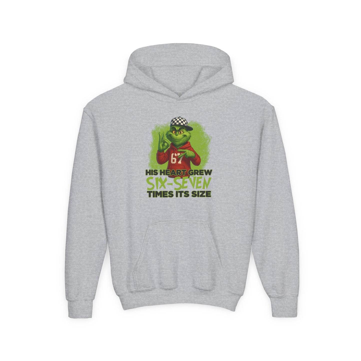 Youth Hoodie – "His Heart Grew Six-Seven Times Its Size" Grinch Football Design