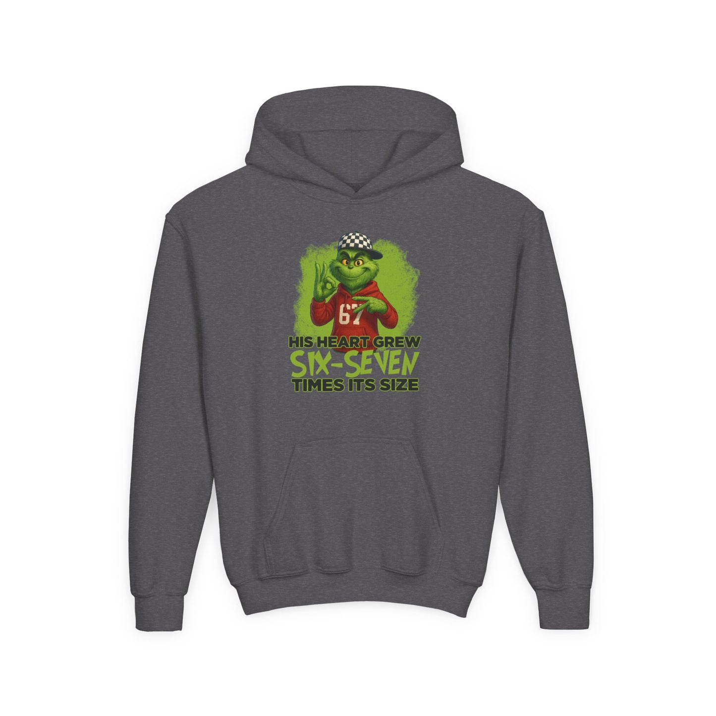 Youth Hoodie – "His Heart Grew Six-Seven Times Its Size" Grinch Football Design