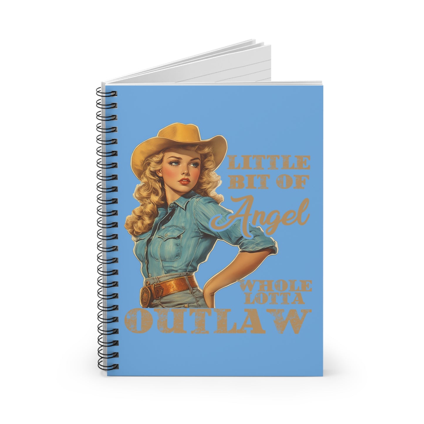Vintage Western Spiral Notebook - Little Bit of Angel Whole Lotta Outlaw, Cowgirl Journal, Wild West Stationery, Gift for Horse [...]
