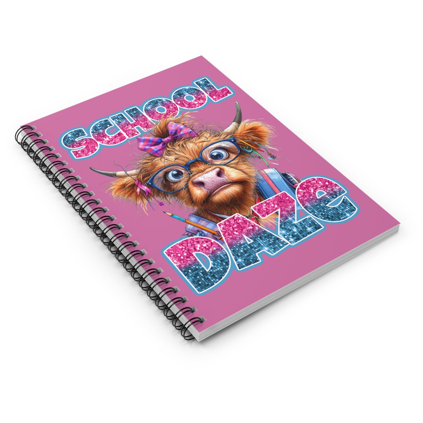 Cute Cow Spiral Notebook - School Daze, Funny Back-to-School Journal, Artist Notepad, Study Planner, Gift for Students, Cow Lover Supplies