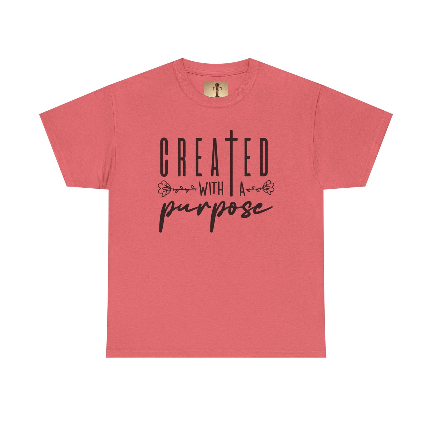 Unisex Heavy Cotton Tee - 'Created with a Purpose', Inspirational Shirt, Motivational T-Shirt, Gift for Her, Casual Everyday Wear