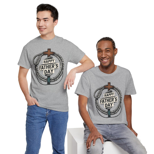 Father's Day Tee with Cross and Rope Design
