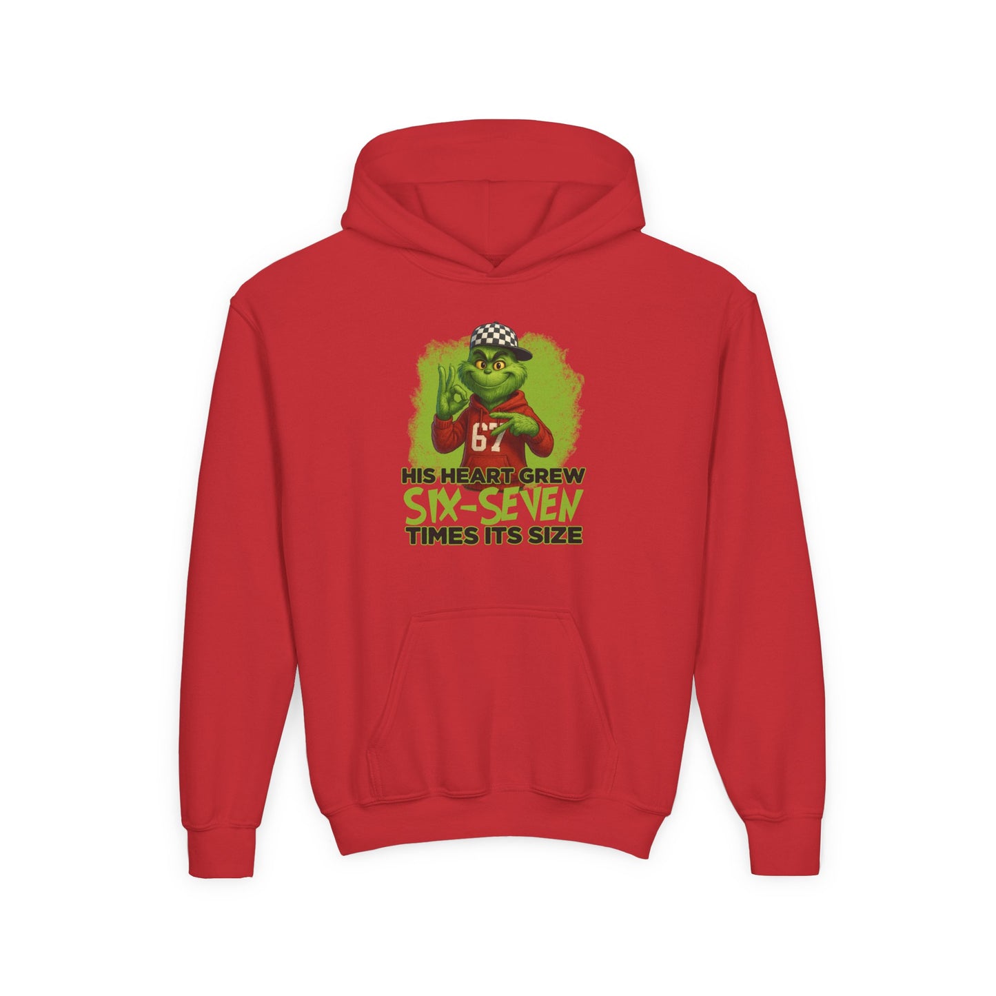 Youth Hoodie – "His Heart Grew Six-Seven Times Its Size" Grinch Football Design