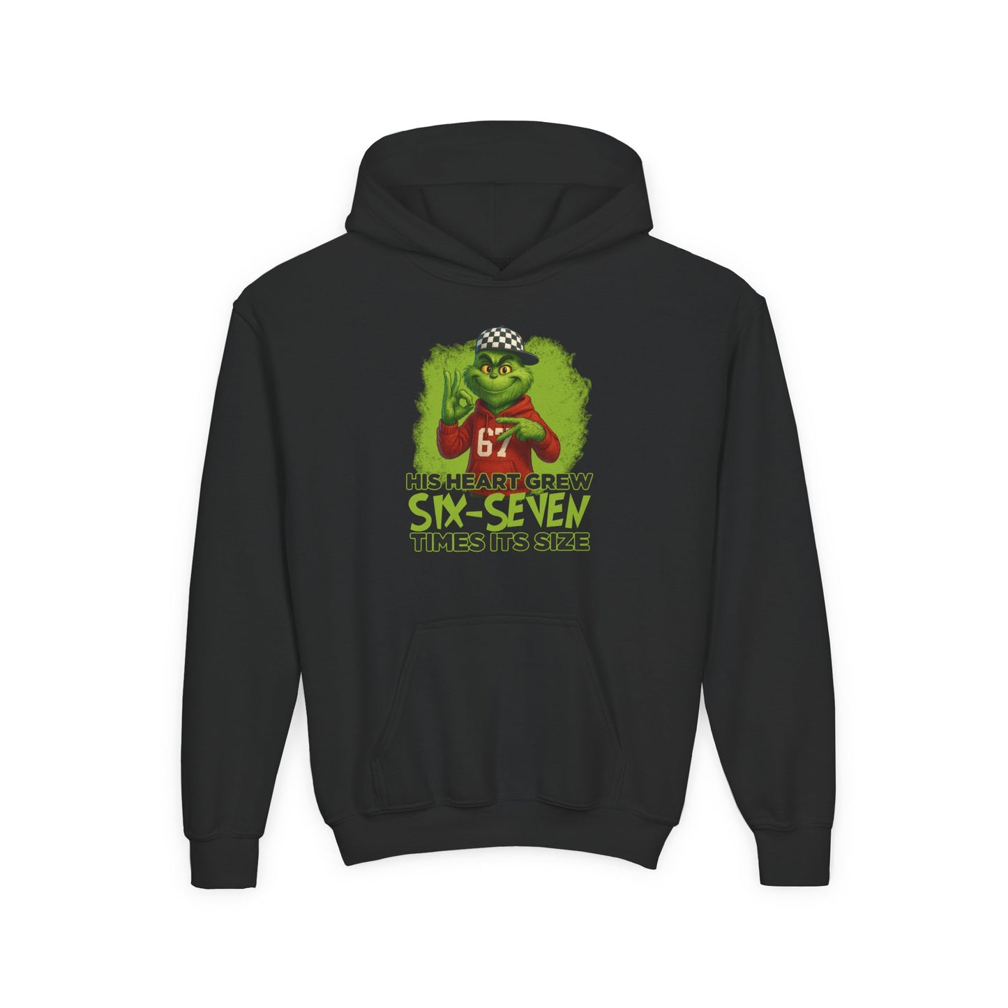 Youth Hoodie – "His Heart Grew Six-Seven Times Its Size" Grinch Football Design