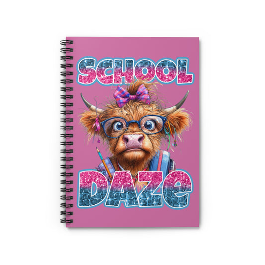 Cute Cow Spiral Notebook - School Daze, Funny Back-to-School Journal, Artist Notepad, Study Planner, Gift for Students, Cow Lover Supplies