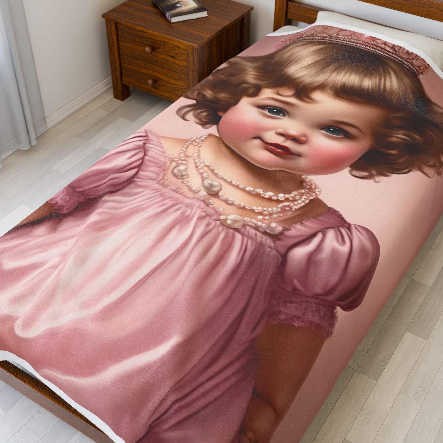 Plush Blanket - Vintage Pink Princess Doll Design