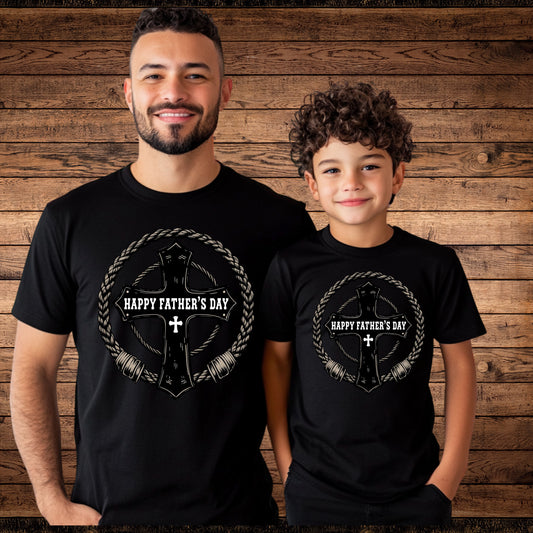 Father's Day Lasso and Rugged Cross Unisex Heavy Cotton Tee, Gift for Dad, Casual Wear, Men’s T-Shirt, Family Celebration, Summer Style