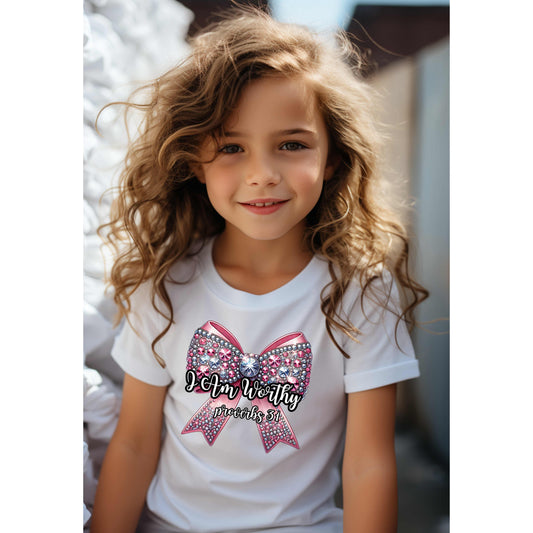 I Am Worthy Kids Heavy Cotton Tee, Inspirational Shirt, Motivational T-Shirt, Youth Confidence Apparel, Positive Affirmation Clothing