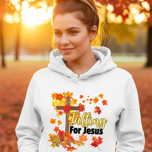 Christian Hooded Sweatshirt - Falling for Jesus Design