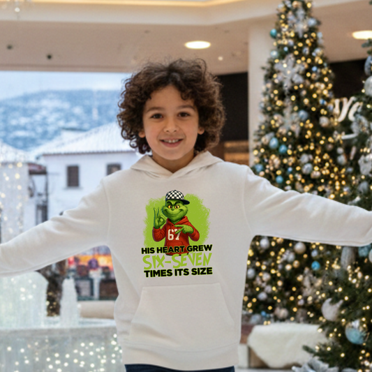 Youth Hoodie – "His Heart Grew Six-Seven Times Its Size" Grinch Football Design