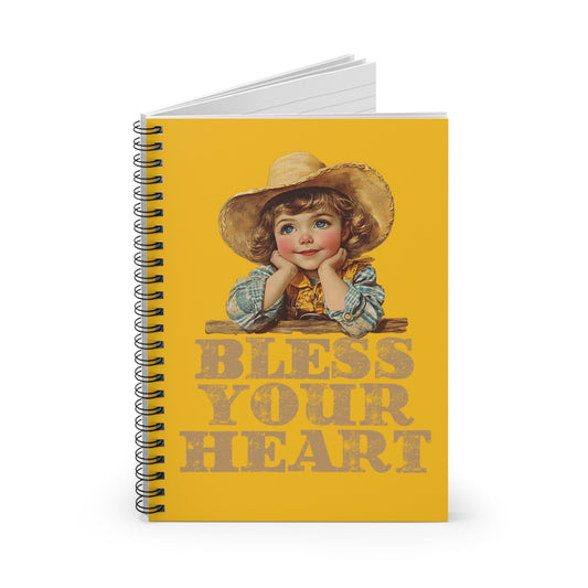 Charming Spiral Notebook - 'Bless Your Heart', Cute Journal for Note-taking, Gifts for Friends, Stationery, Back to School