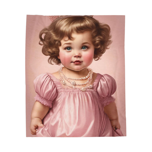 Plush Blanket - Vintage Pink Princess Doll Design