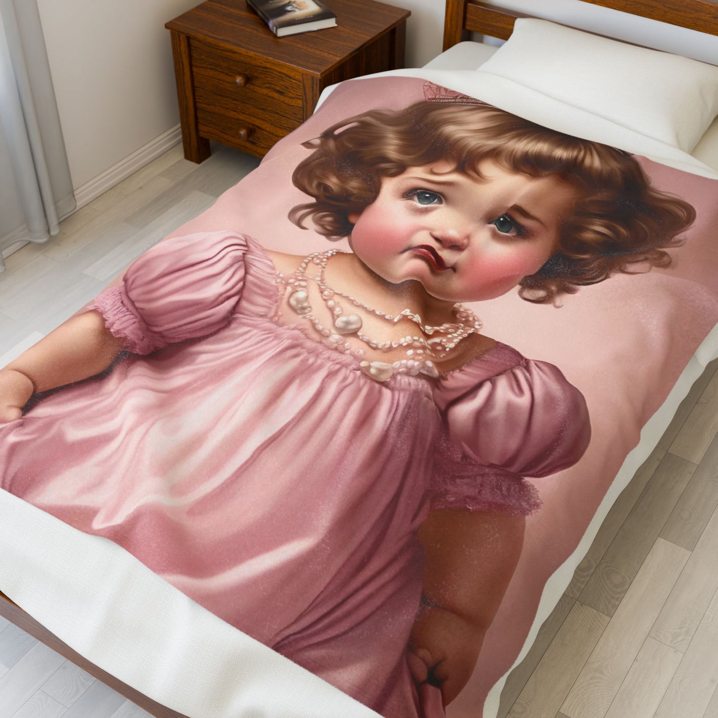 Plush Blanket - Vintage Pink Princess Doll Design