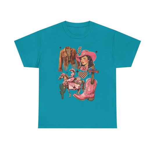 Cowgirl Vibe Unisex Heavy Cotton Tee, Western Graphic Tee, Country Style Shirt, Music Lover Gift, Rodeo Apparel, Cute Cowgirl Top