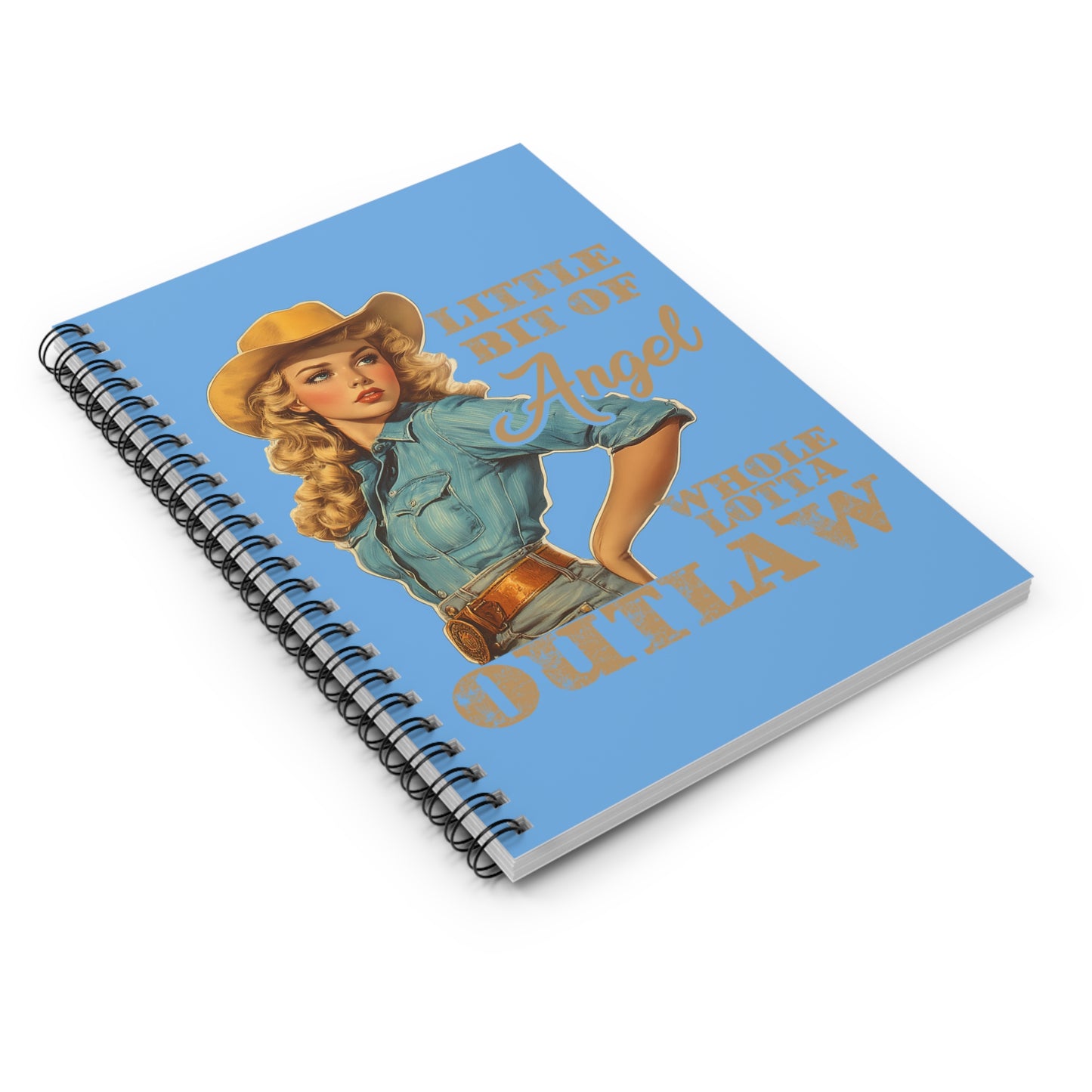 Vintage Western Spiral Notebook - Little Bit of Angel Whole Lotta Outlaw, Cowgirl Journal, Wild West Stationery, Gift for Horse [...]