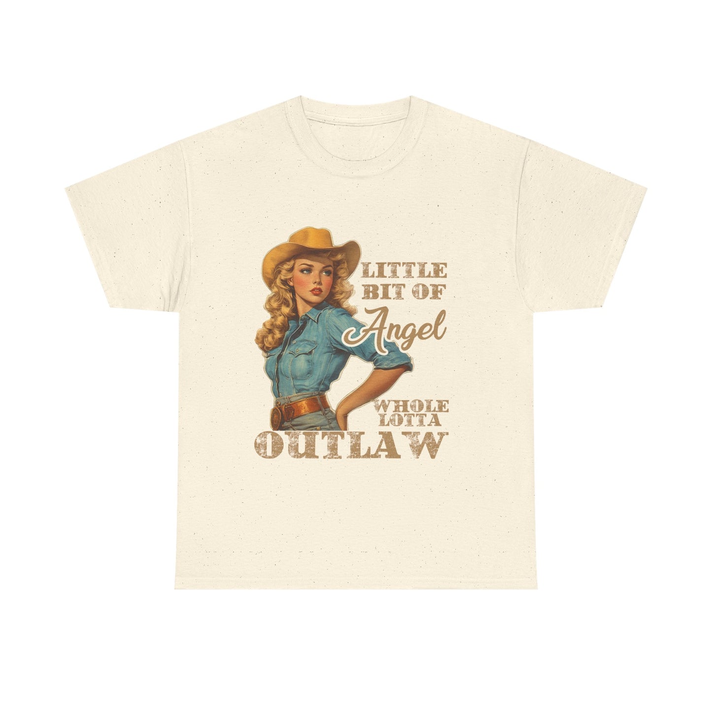 Vintage Western Unisex Tee - Little Bit of Angel Whole Lotta Outlaw Design