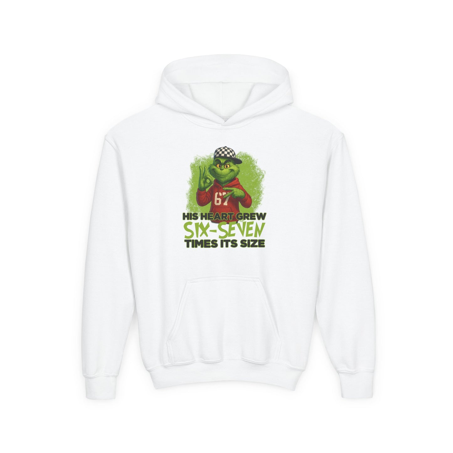 Youth Hoodie – "His Heart Grew Six-Seven Times Its Size" Grinch Football Design