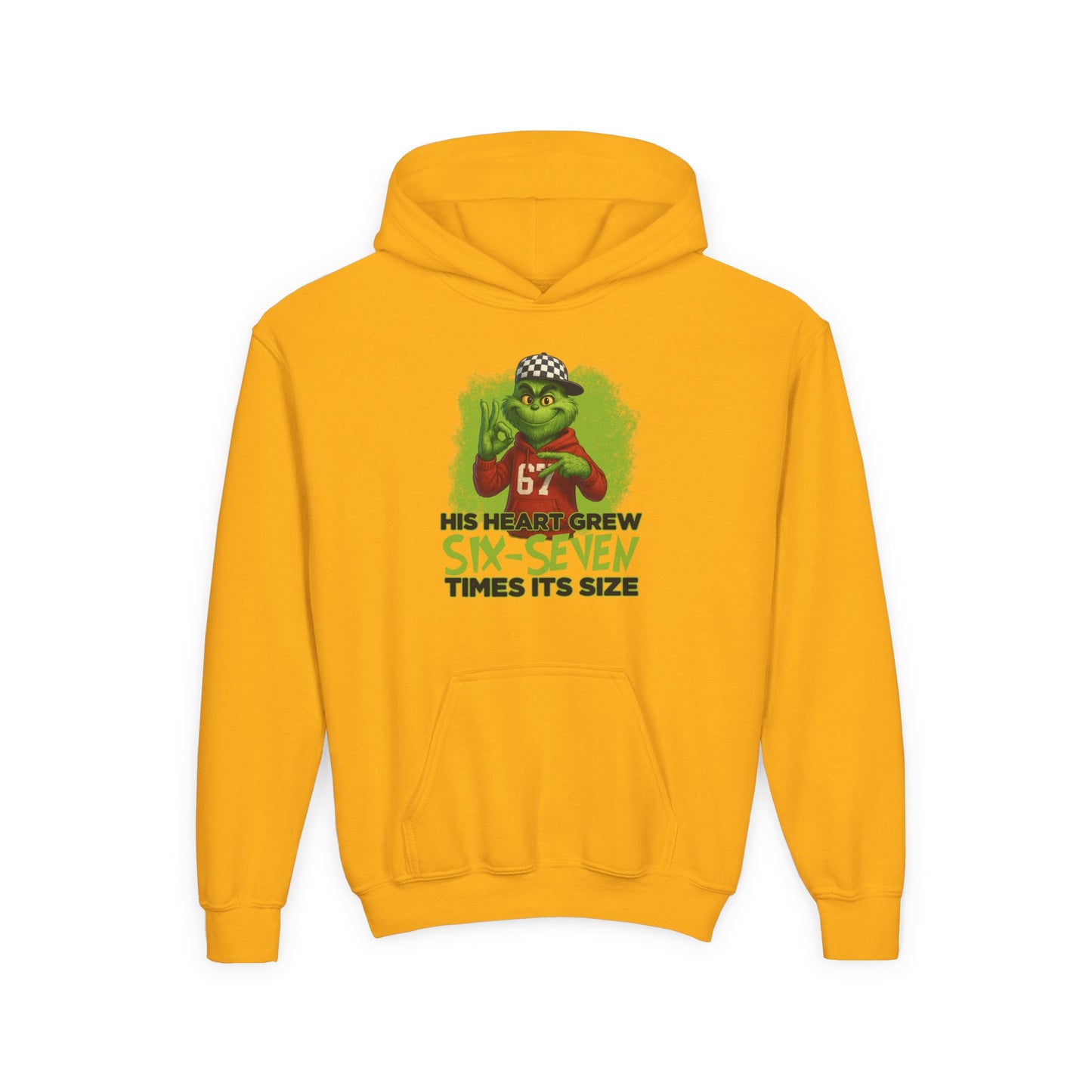 Youth Hoodie – "His Heart Grew Six-Seven Times Its Size" Grinch Football Design