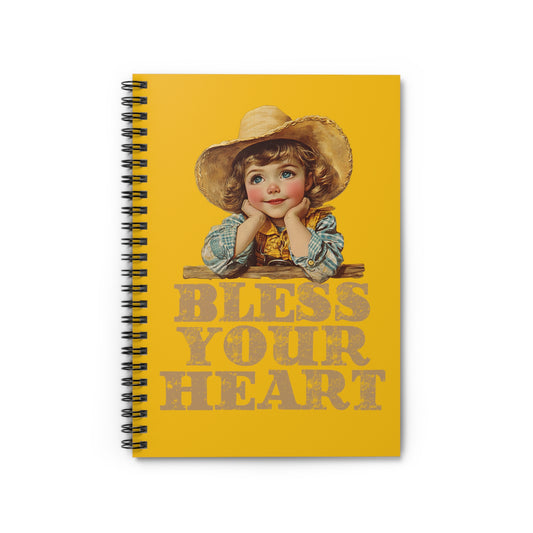 Charming Spiral Notebook - 'Bless Your Heart', Cute Journal for Note-taking, Gifts for Friends, Stationery, Back to School