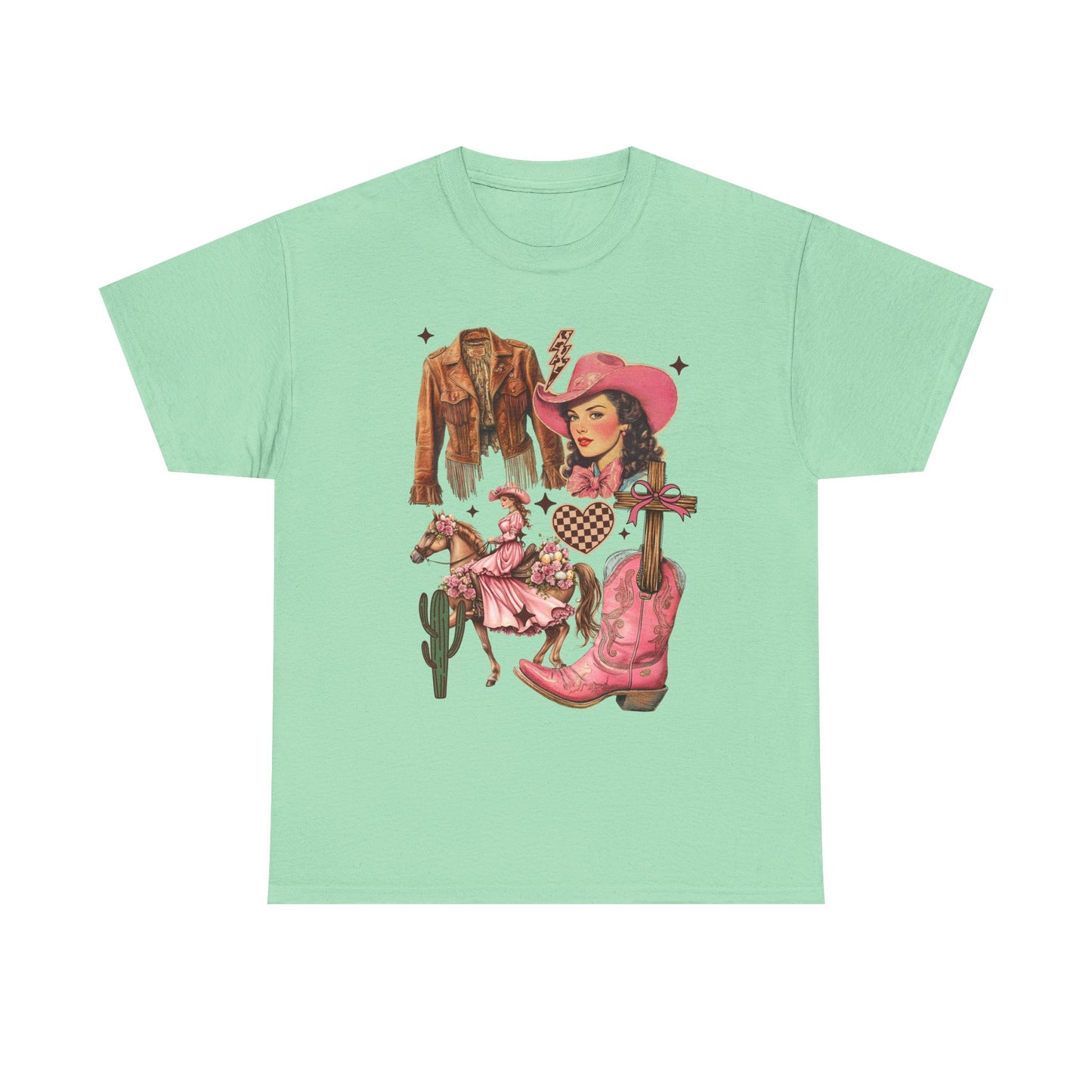 Cowgirl Vibe Unisex Heavy Cotton Tee, Western Graphic Tee, Country Style Shirt, Music Lover Gift, Rodeo Apparel, Cute Cowgirl Top