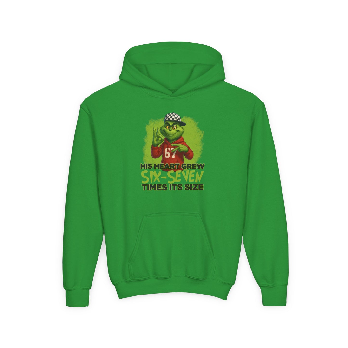 Youth Hoodie – "His Heart Grew Six-Seven Times Its Size" Grinch Football Design